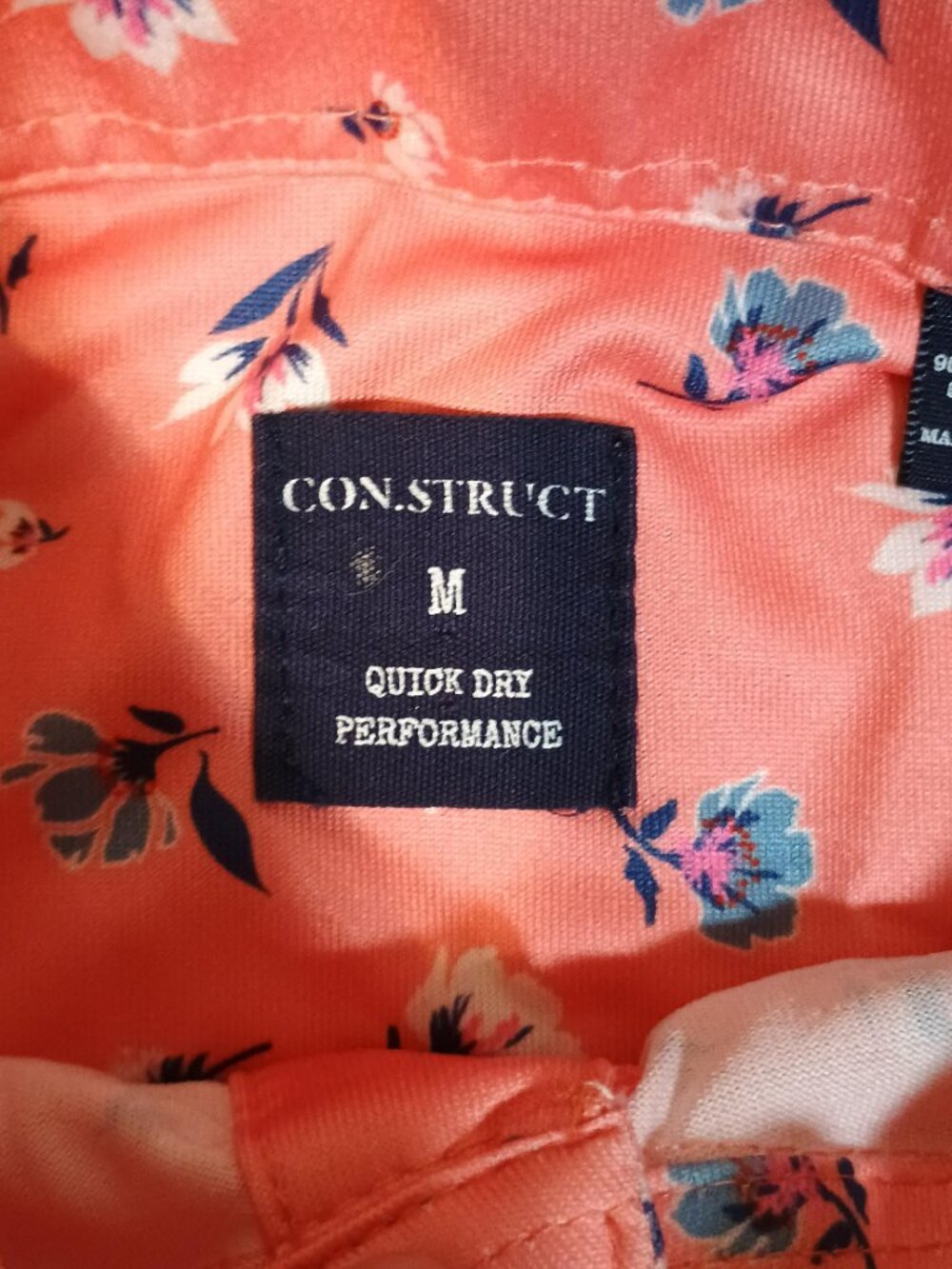 Con.Struct/Polo Shirt/Mens Medium/Pink Coral Floral/Golf Preppy Athleisure Polo - Picture 8 of 8